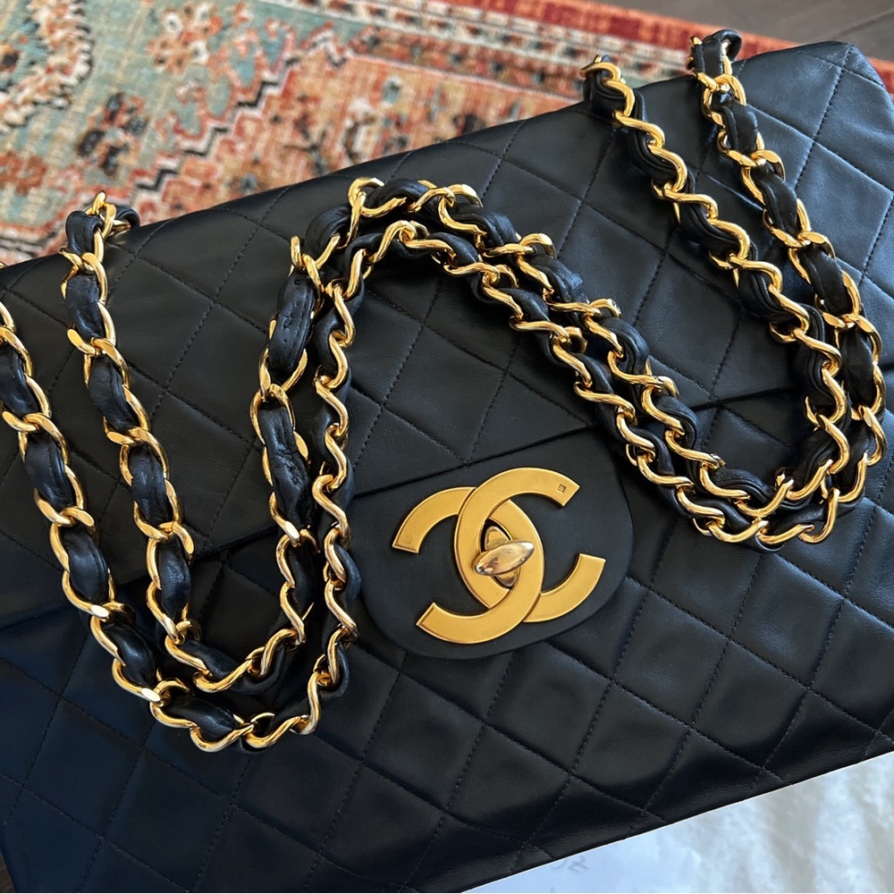 SOLD**Chanel Classic Vintage Maxi Jumbo XL Single Flap Bag - Picture 5 of 11